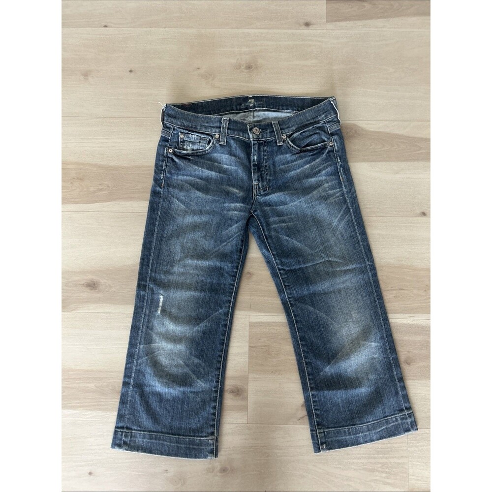 7 FOR ALL MANKIND DOJO Crop Capri Blue Jeans Distressed Tag 27